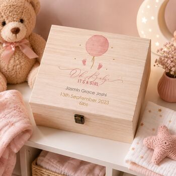 Personalised Baby Girl Keepsake Box, 2 of 4