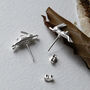 Sterling Silver Leaping Hare Stud Earrings, thumbnail 2 of 4