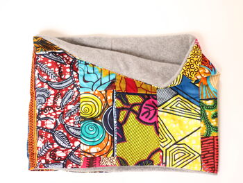 African Patchwork Organic Cotton Fleece Snood Scarf, 7 of 9