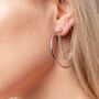 Dainty Chain Tassel Bar Threader Statement Round Hoop Earring, thumbnail 6 of 8