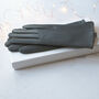 Soft Grey Leather Gloves With Stitching Detail, thumbnail 6 of 10