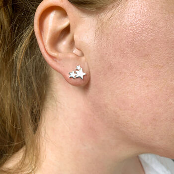 Sterling Silver Shooting Stars Stud Earrings, 2 of 9