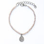 Silver Plated Grey Bead Filigree Teardrop Bracelet, thumbnail 4 of 5