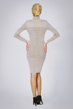 Cleo Oatmeal Two Tone Ribbed Knit Dress, 3 of 3