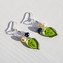 Silver Blue And Green Flower Earrings, thumbnail 1 of 9