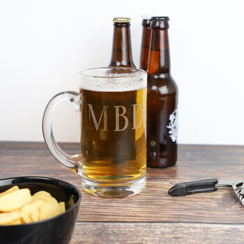 Personalised Initial Etched Lsa Glass Tankard, 2 of 10