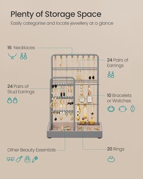 Metal Jewellery Stand Velvet Tray Organiser, 4 of 6