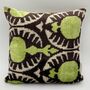 Square Ikat Velvet Cushion Green Pomegranate, thumbnail 6 of 7