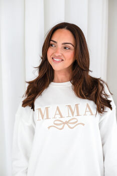 Mama Embroidered Bow Sweatshirt With Optional Matching Mama's Girl, 6 of 11