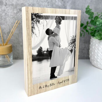 Personalised Freestanding One Photo Giant Wooden Block 21cm X 15cm Portrait, 2 of 6