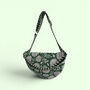 Cross Body Sling Bag | Green And White Block Print Floral Cotton, thumbnail 2 of 4