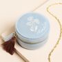 Personalised Blue Wildflower Mini Round Travel Jewellery Case, thumbnail 1 of 3