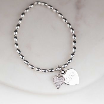 Personalised Children's Silver Heart Charm Bracelet By Nest Gifts