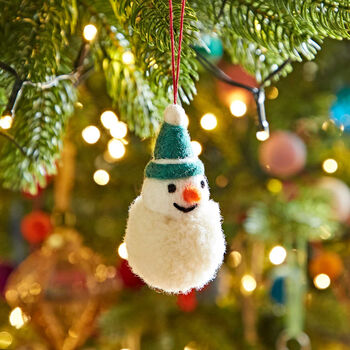 Felt Snowman Pom Pom Bauble, 3 of 4