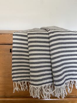 Black Striped Design Cotton Bedspread, 2 of 8