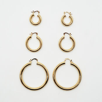 Thick Gold Plated Hoop Earrings 50mm, 4 of 6