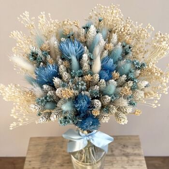 Blue And White Dried Flower Bouquet With Cape Flowers, 3 of 5