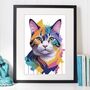 Painterly Cat Portrait Illustration Art Print, thumbnail 1 of 4