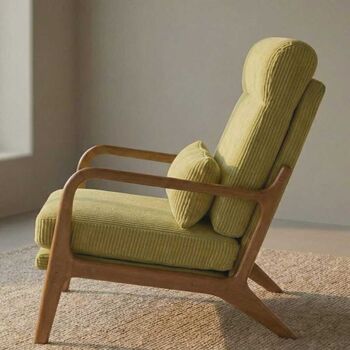 Swift High Beige Corduroy Accent Chair, 2 of 7