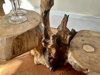 Varnished Teak Root Wooden Plant Multi Level Stand, 5 of 12