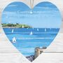 Falmouth Sailing View Cornwall Hanging Heart | Coastal Collage Gift, thumbnail 1 of 2