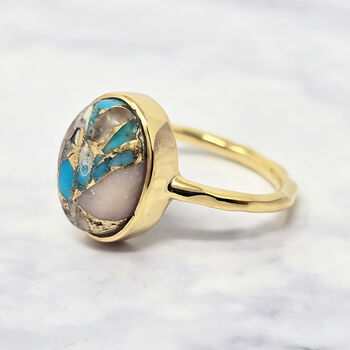 Statement Opal Turquoise Gemstone Gold Vermeil Ring, 6 of 6