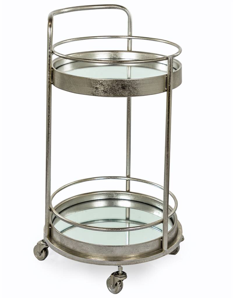 Antique Silver Mirrored Drinks Trolley