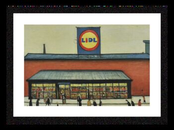 Framed 'Lidl Supermarket' Novelty A4 Lowry Style Art Print, 2 of 2