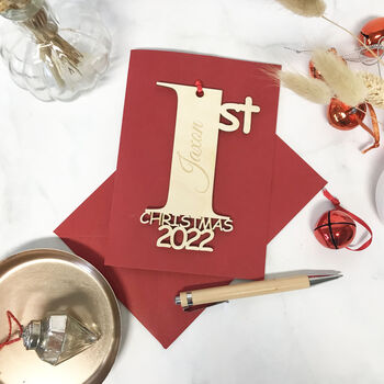 Card And Decoration Personalised 1st Christmas 2022, 7 of 10