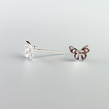 Sterling Silver Tiny Butterfly Stud Earrings, 4 of 6