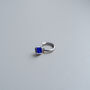 Silver Lapis Lazuli Blue Steel Dangle Hoop Earring, thumbnail 5 of 8