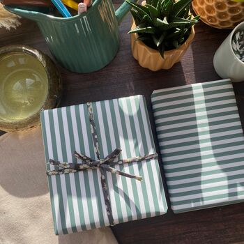 Green Wide Stripe Paper Fibre Wrapping/Patterned Paper Sheet, 7 of 7