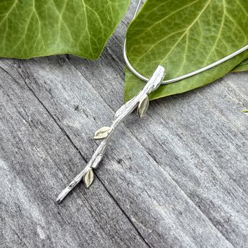 Silver Willow Pendant With Gold Leaves, 5 of 8