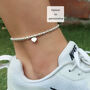 Sterling Silver Personalised Love Heart Charm Stretch Bead Anklet, thumbnail 1 of 9