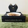 Handcrafted Ceramic Cat Bowl With Wood Stand, thumbnail 2 of 5