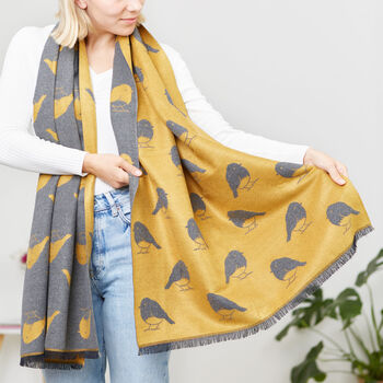 Robin Print Winter Scarf, 3 of 9