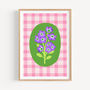 Floral Gingham Art Print Pink, thumbnail 1 of 5