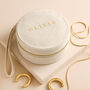 Personalised Round Natural Linen Jewellery Case, thumbnail 1 of 7