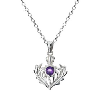Sterling Silver And Amethyst Crystal Thistle Necklace, 2 of 3