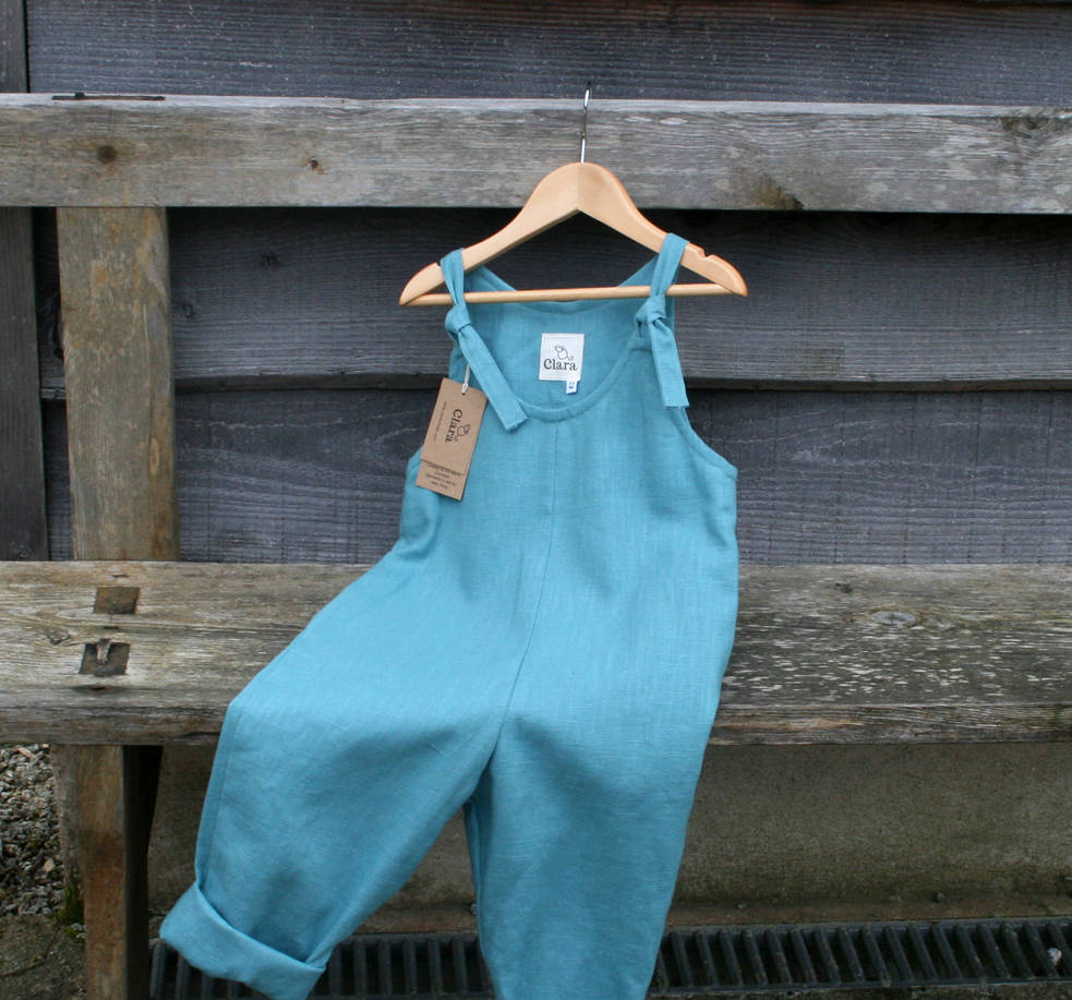 Children's Linen Dungarees By Clara