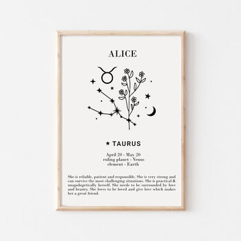 She Is Taurus Personalised Zodiac Print, 4 of 4