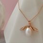 Rose Gold Pearl Bee Pendant, thumbnail 2 of 6