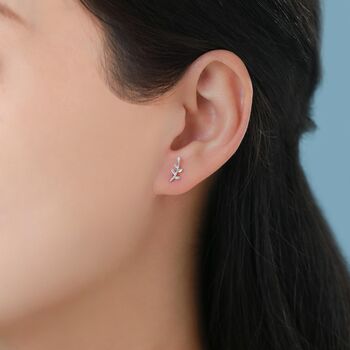Sterling Silver Olive Branch Leaf Earrings, 6 of 12