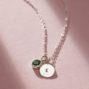 Birthstone And Initial Disc Charm Necklace, 4 of 9