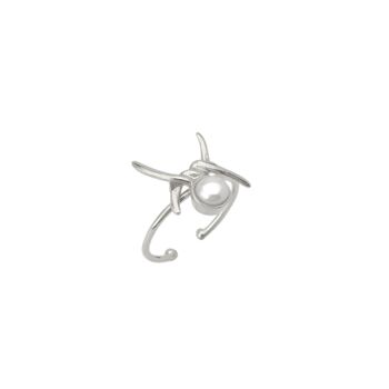 Barbed Wire Design Pearl Sterling Silver Ring, 5 of 6