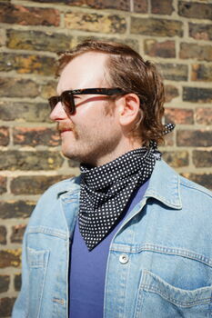 Mens Black Polkadot Cotton Neckerchief, 5 of 10