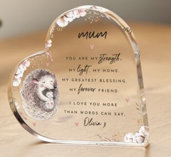 Mum Gift – Hedgehog Heart Acrylic Plaque, 2 of 3