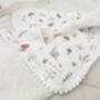 Mushroom Baby Blanket, Organic Muslin And Warm Boucle Fleece. Woodland Walk, thumbnail 5 of 12