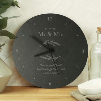 Personalised Botanical Slate Clock, 3 of 4