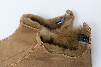 Sheepskin Slippers Camel 100% Hand Crafted Hard Sole, 4 of 4